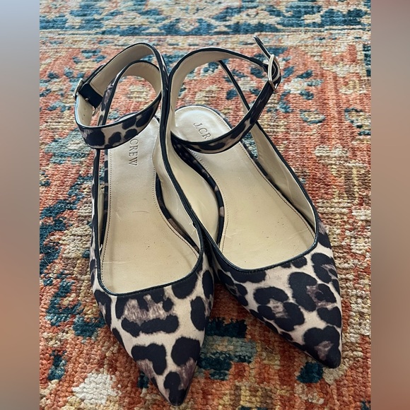 Satin Léopard Print JCrew J.Crew Pointed Toe Ballet Flats - Picture 2 of 6